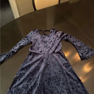 Elegant Velvet Kids Dress in Deep Blue
